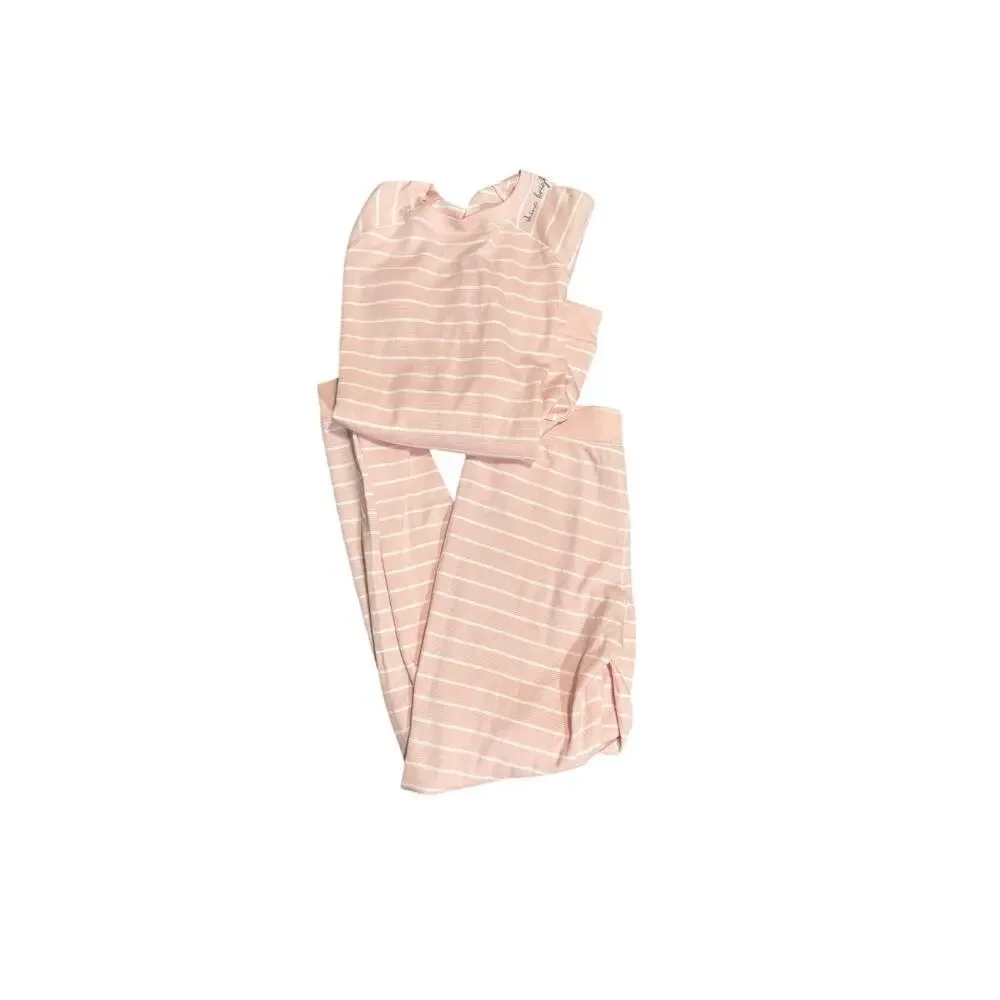 PJ Salvage “Shine Bright” Pink Stripe Waffle-Knit Pajama Set Size Small - Picture 4 of 6
